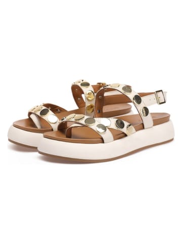INUOVO Leder-Sandalen in Creme/ Gold