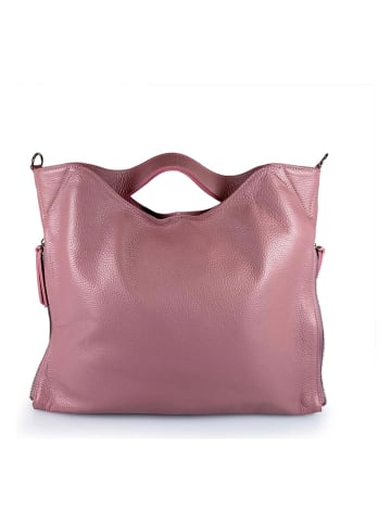 Mila Blu Skórzana torebka "Stramonio" w kolorze różowym - 39 x 31 x 5 cm