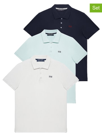 Polo Club Koszulki polo (3 szt.) w kolorze granatowym, błękitnym i białym