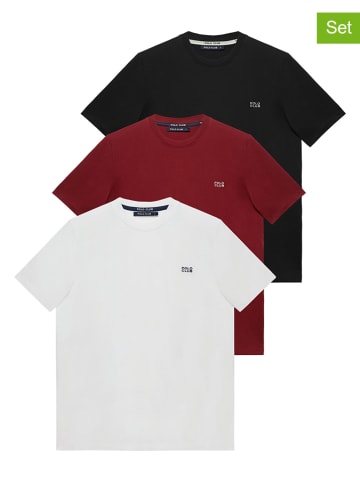 Polo Club Koszulki (3 szt.) w kolorze czarnym, czerwonym i białym