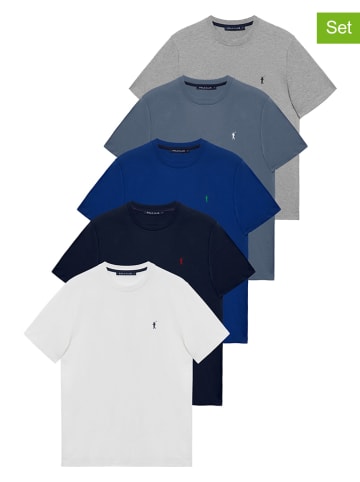 Polo Club Koszulki (5 szt.) w kolorze niebieskim, szarym i białym