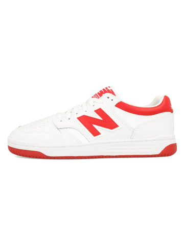 New Balance Leder-Sneakers "480" in Weiß/ Rot