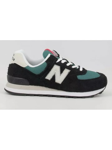 New Balance Leder-Sneakers "574" in Schwarz/ Grün