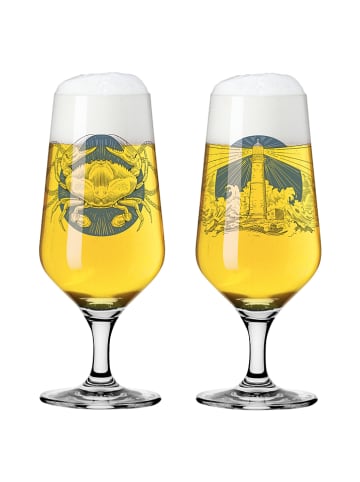 RITZENHOFF 2er-Set: Biergläser "Brauchzeit" in Blau - 374 ml