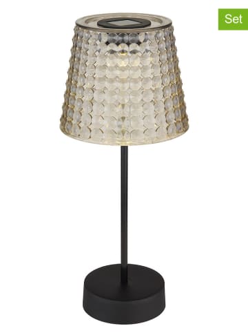 Globo lighting 2-delige set: ledsolarlampen zwart/beige - (H)29 x Ø 12,5 cm