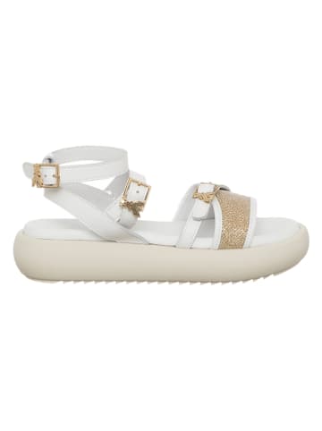 Patrizia Pepe Leder-Sandalen in Weiß/ Gold