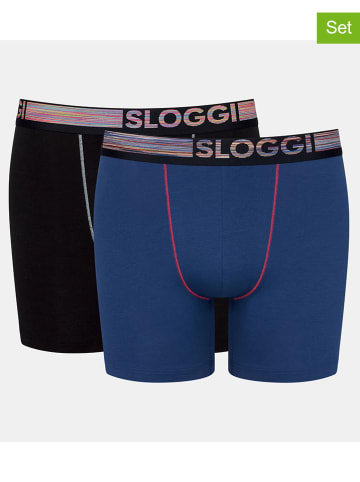 Sloggi 2-delige set: boxershorts blauw/zwart