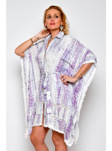 Tarifa Kaftan in Weiß/ Lila