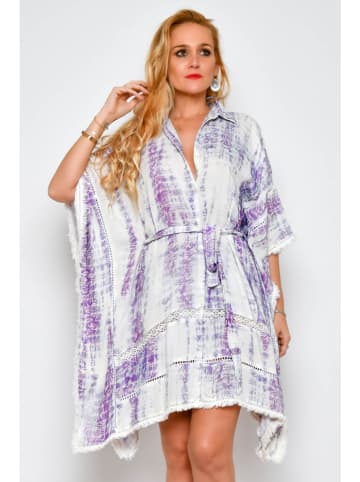 Tarifa Kaftan in Weiß/ Lila