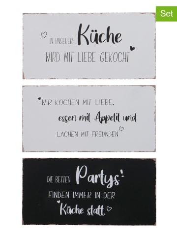 Boltze 3er-Set: Schilder "Meine Küche" in Weiß/ Schwarz - (B)40 x (H)20 cm