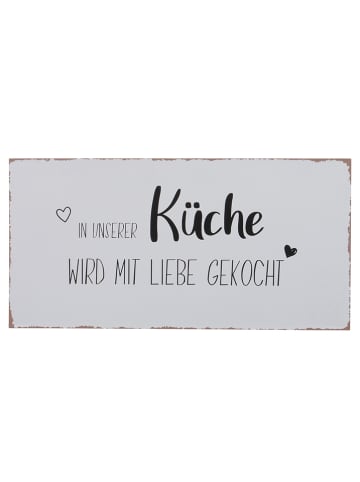 Boltze 3er-Set: Schilder "Meine Küche" in Weiß/ Schwarz - (B)40 x (H)20 cm