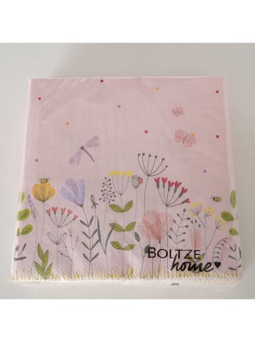 Boltze 2er-Set: Servietten "Florina" in Weiß/ Rosa - 2x 20 Stück