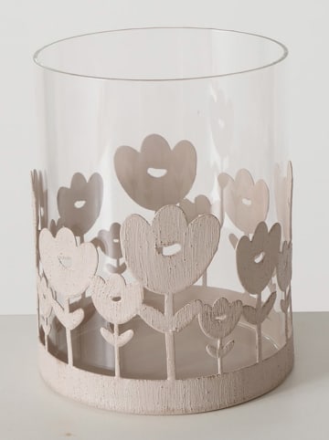 Boltze 3-delige set: windlichten "Gardenlove" crème/lichtroze - (H)14 cm