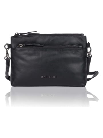 Bellicci Leder-Umhängetasche "Sicilia" in Schwarz - (B)22,5 x (H)16 x (T)5 cm