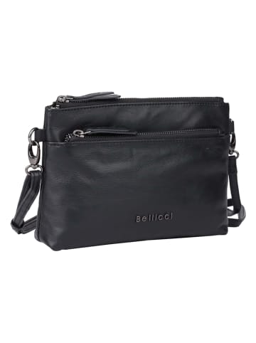 Bellicci Leder-Umhängetasche "Sicilia" in Schwarz - (B)22,5 x (H)16 x (T)5 cm