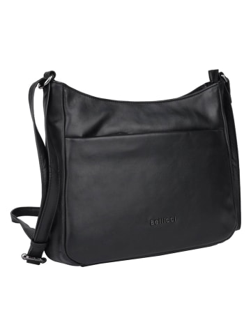 Bellicci Leren schoudertas "Sidney" zwart - (B)30 x (H)25 x (D)8 cm