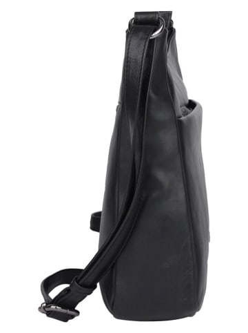 Bellicci Leder-Umhängetasche "Sidney" in Schwarz - (B)30 x (H)25 x (T)8 cm