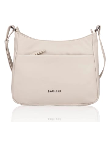 Bellicci Leder-Umhängetasche "Sidney" in Creme - (B)30 x (H)25 x (T)8 cm