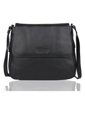 Bellicci Leren schoudertas "Silvia" zwart - (B)27 x (H)8 x (D)4 cm