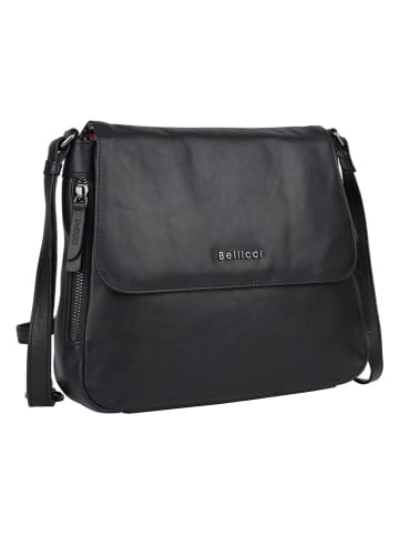 Bellicci Leder-Umhängetasche "Silvia" in Schwarz - (B)27 x (H)8 x (T)4 cm
