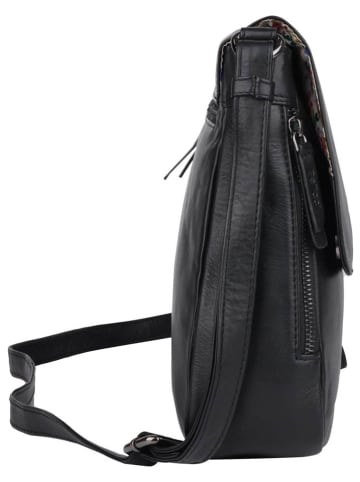 Bellicci Leder-Umhängetasche "Silvia" in Schwarz - (B)27 x (H)8 x (T)4 cm