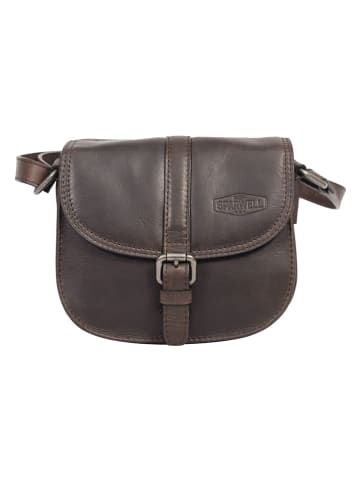 Bellicci Leren schoudertas "Kiara" donkerbruin - (B)18 x (H)16 x (D)10 cm