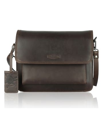 SPARWELL Leder-Umhängetasche "Kiana" in Dunkelbraun - (B)25,5 x (H)21 x (T)10 cm