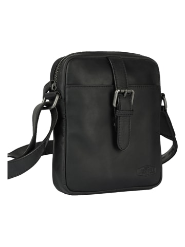 SPARWELL Leder-Umhängetasche "Karamelo" in Schwarz - (B)18,5 x (H)21,5 x (T)5 cm
