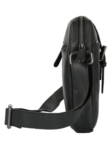 SPARWELL Leren schoudertas "Karamelo" zwart - (B)18,5 x (H)21,5 x (D)5 cm