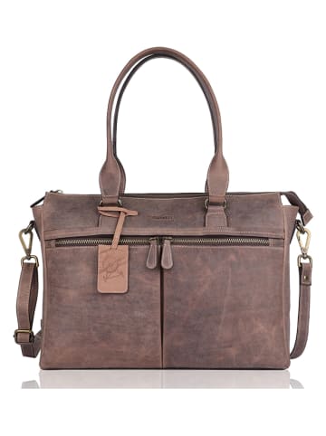 SPARWELL Leder-Schultertasche "Tenacious" in Braun - (B)37,5 x (H)29 x (T)9,5 cm