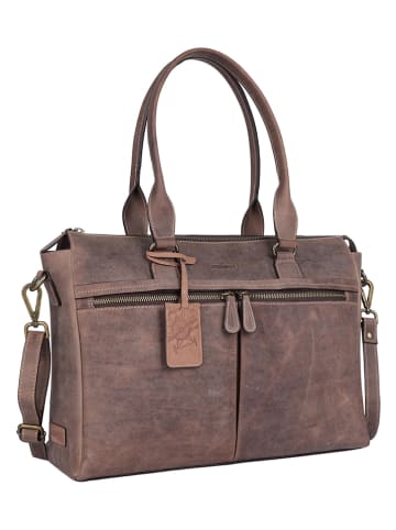 SPARWELL Leder-Schultertasche "Tenacious" in Braun - (B)37,5 x (H)29 x (T)9,5 cm