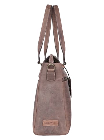 SPARWELL Leder-Schultertasche "Tenacious" in Braun - (B)37,5 x (H)29 x (T)9,5 cm