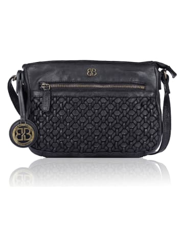 Bellicci Leren schoudertas "Paige" zwart - (B)25 x (H)18 x (D)5 cm