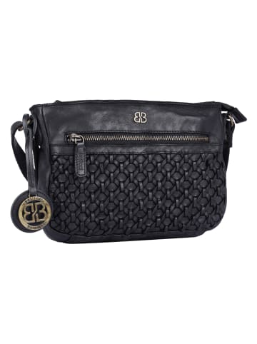 Bellicci Leder-Umhängetasche "Paige" in Schwarz - (B)25 x (H)18 x (T)5 cm