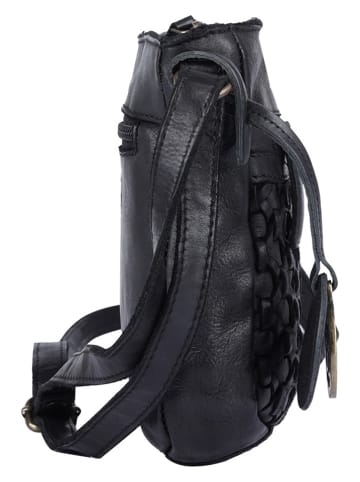 Bellicci Leren schoudertas "Paige" zwart - (B)25 x (H)18 x (D)5 cm
