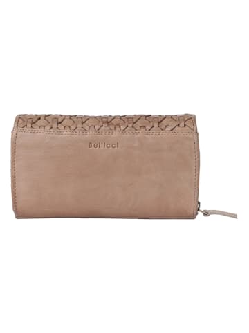 Bellicci Leder-Geldbörse "Pedra" in Taupe - (B)19 x (H)10 x (T)4 cm