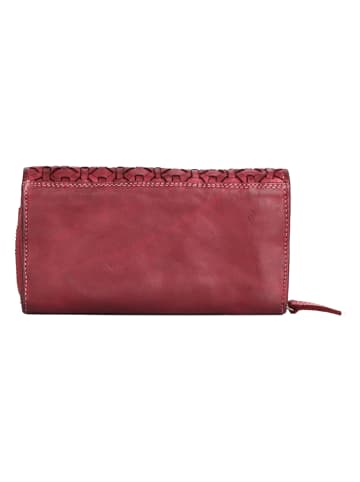 Bellicci Leren portemonnee "Pedra" rood - (B)19 x (H)10 x (D)4 cm