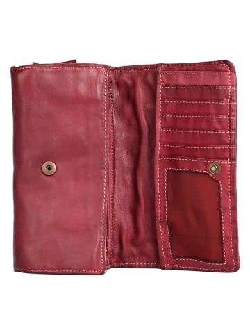 Bellicci Leren portemonnee "Pedra" rood - (B)19 x (H)10 x (D)4 cm