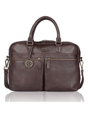 Bellicci Leder-Henkeltasche "Chase" in Dunkelbraun - (B)39 x (H)27 x (T)10 cm