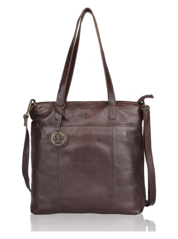 Bellicci Leren shopper "Charon" donkerbruin - (B)33 x (H)38 x (D)10,5 cm