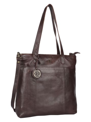 Bellicci Leren shopper "Charon" donkerbruin - (B)33 x (H)38 x (D)10,5 cm