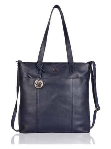 Bellicci Leder-Shopper "Charon" in Dunkelblau - (B)33 x (H)38 x (T)10,5 cm