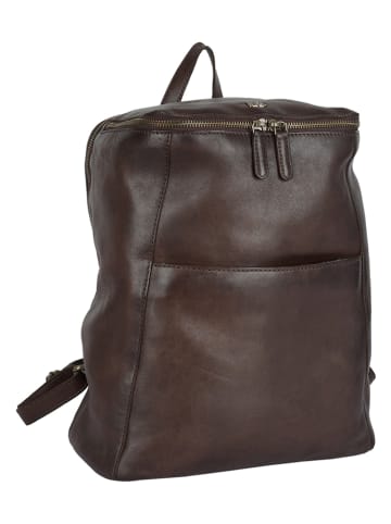 Bellicci Leder-Rucksack "Christie" in Dunkelbraun - (B)27,5 x (H)33 x (T)13,5 cm