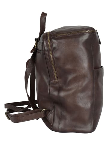 Bellicci Skórzany plecak "Christie" w kolorze ciemnobrązowym - 27,5 x 33 x 13,5 cm