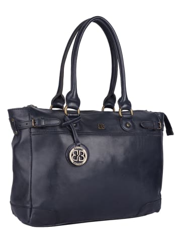 Bellicci Skórzana torebka "Chelsea" w kolorze granatowym - 34 x 29,5 x 10 cm