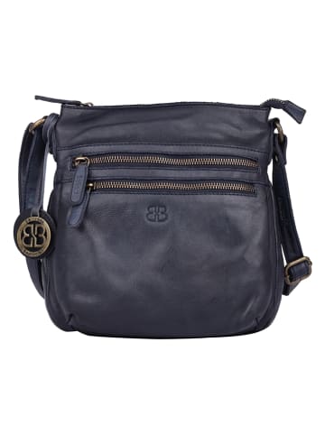 Bellicci Leder-Umhängetasche "Cynthia" in Dunkelblau - (B)22,5 x (H)24 x (T)9,5 cm