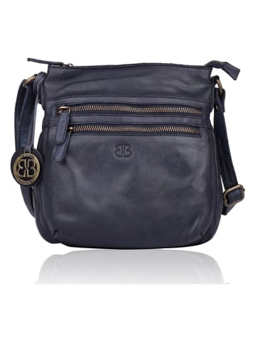 Bellicci Leren schoudertas "Cynthia" donkerblauw - (B)22,5 x (H)24 x (D)9,5 cm