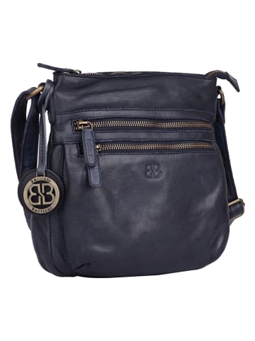 Bellicci Leder-Umhängetasche "Cynthia" in Dunkelblau - (B)22,5 x (H)24 x (T)9,5 cm