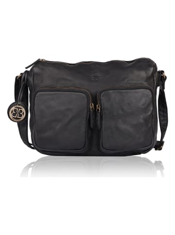 Bellicci Leder-Umhängetasche "Crisanta" in Schwarz - (B)30 x (H)22 x (T)10 cm