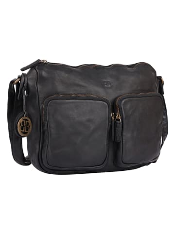 Bellicci Leder-Umhängetasche "Crisanta" in Schwarz - (B)30 x (H)22 x (T)10 cm
